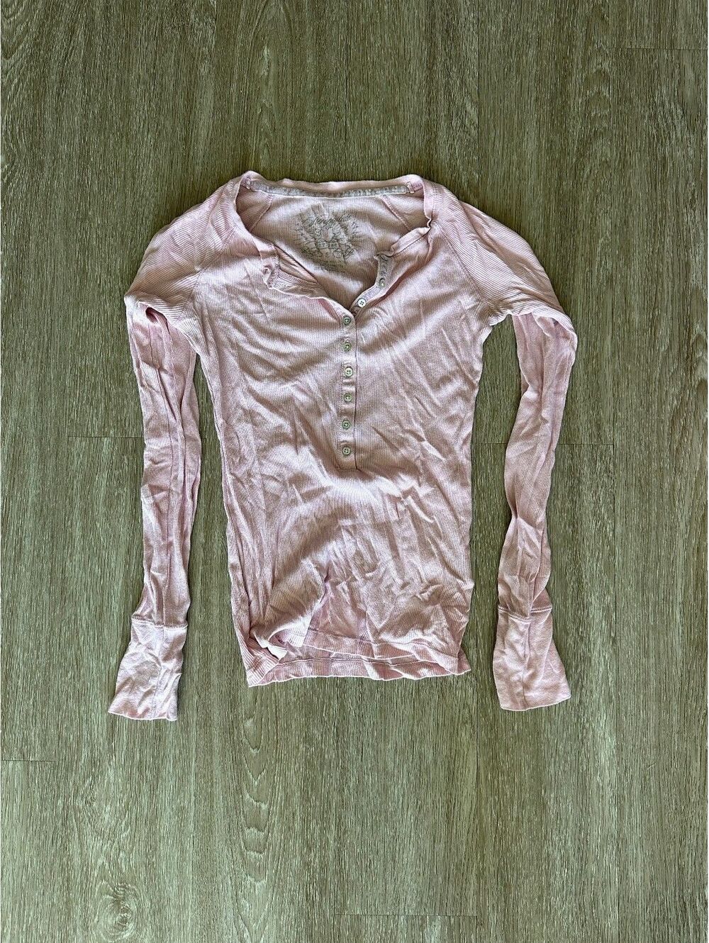 Aeropostale Women's vintage blush henley long sleeve top